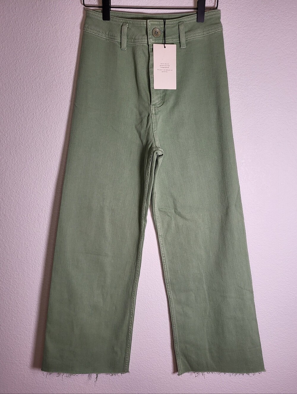 NWT Miou Muse Straight Wide-Leg Jeans in Maycha Green size Small 25 see details